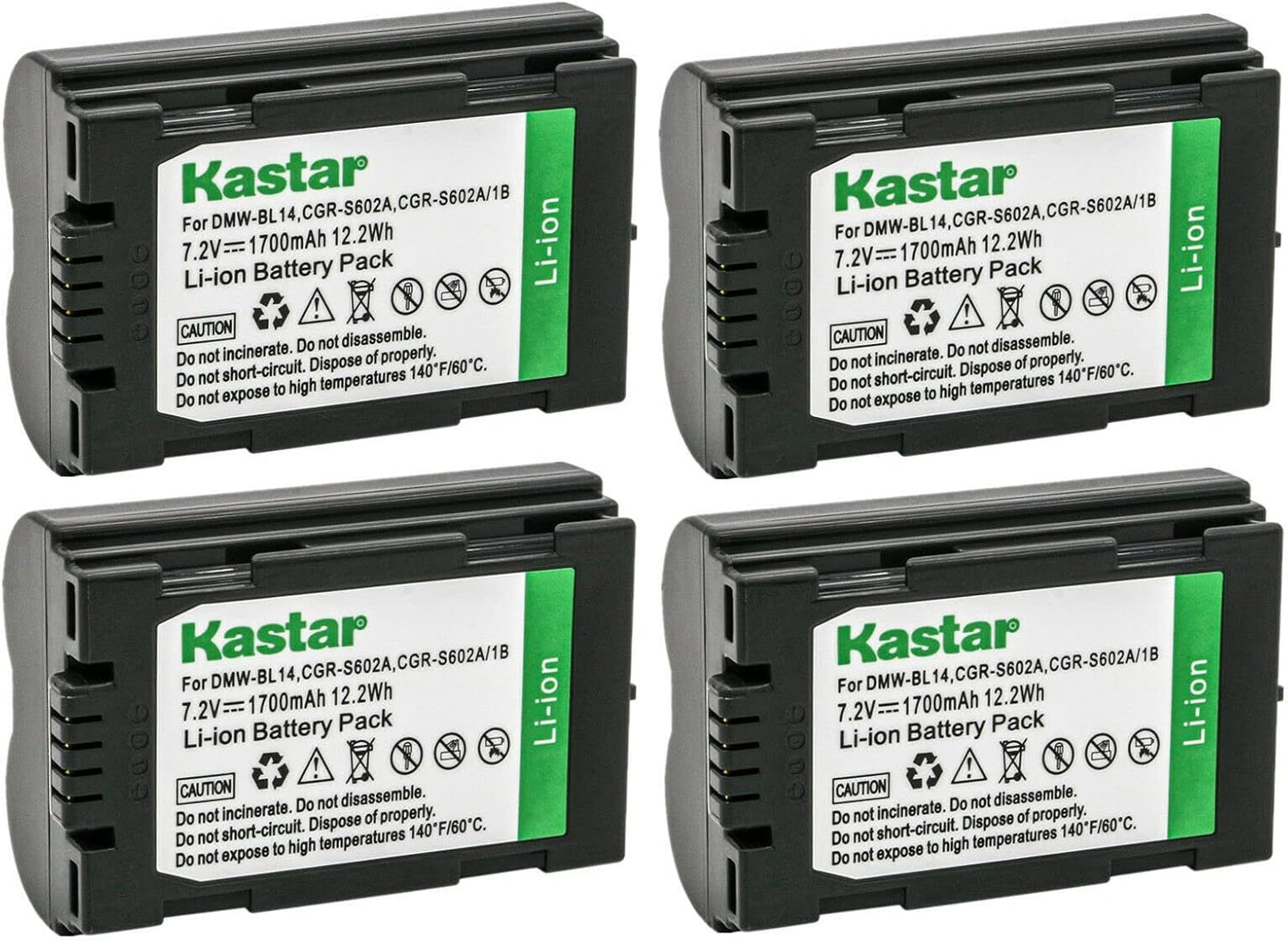 Kastar CGR-S602A Battery 4-Pack for Panasonic Cameras