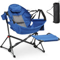 Blue Hammock Camping Chair with Footrest - Foldable Rocker for Adults