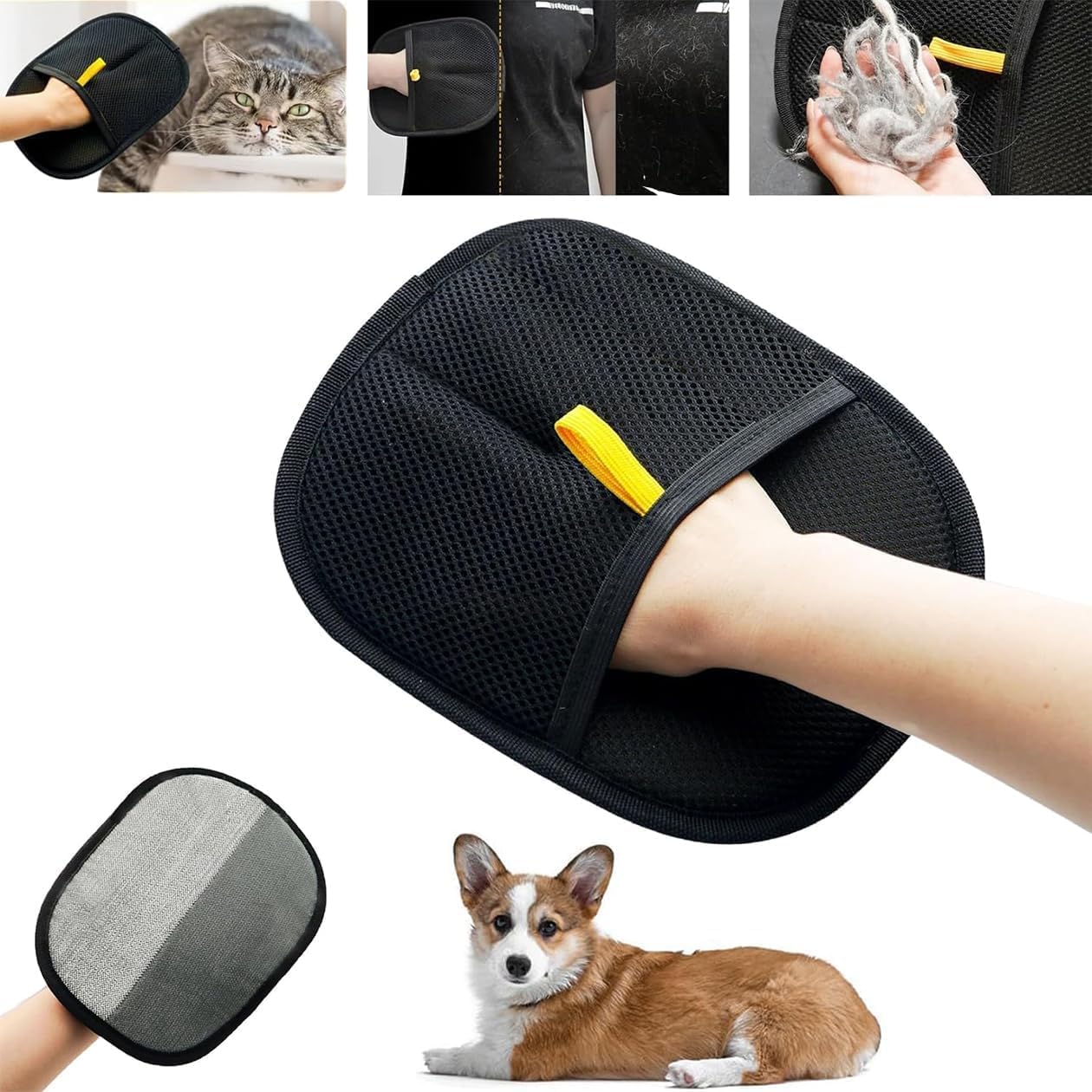 Dual-Action Pet Grooming Gloves