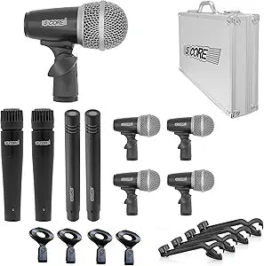 5 CORE 9 Piece Drum Microphone Kit for Professional Sound