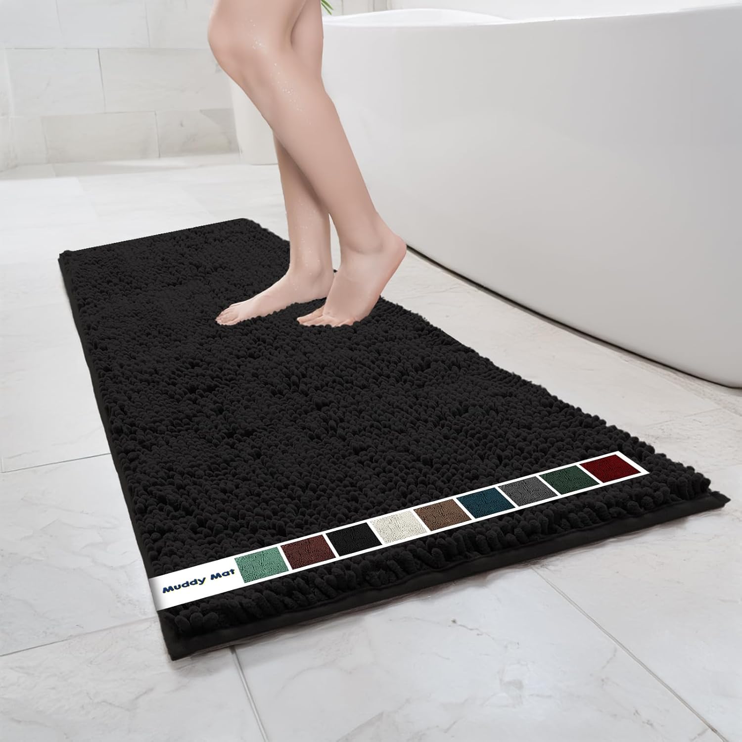 Super Absorbent Chenille Bathroom Rug for Quick Drying Needs