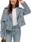 Tankaneo Womens Cropped Trench Coat - Versatile Fall Crop Jacket Shoes