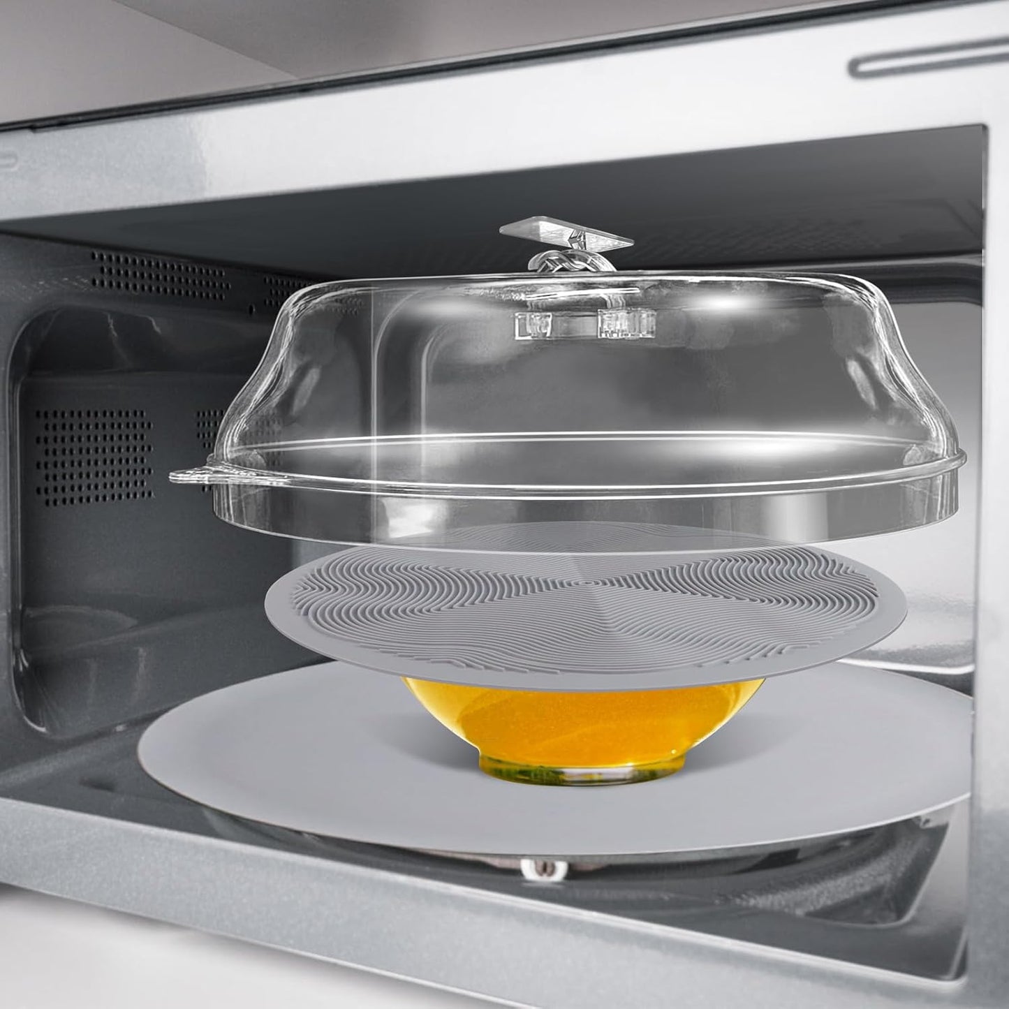 JesDiary 3-in-1 Microwave Cover & Mats Set - Clear, BPA-Free, Versatile