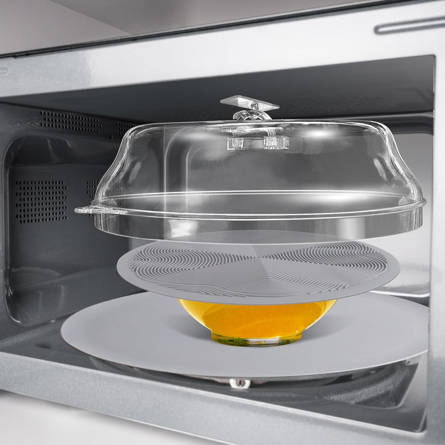 JesDiary 3-in-1 Microwave Cover & Mats Set - Clear, BPA-Free, Versatile