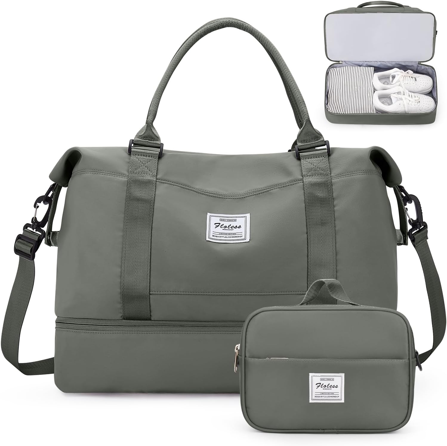 Weekender Bags for Women with Shoe Compartment and Toiletry Bag