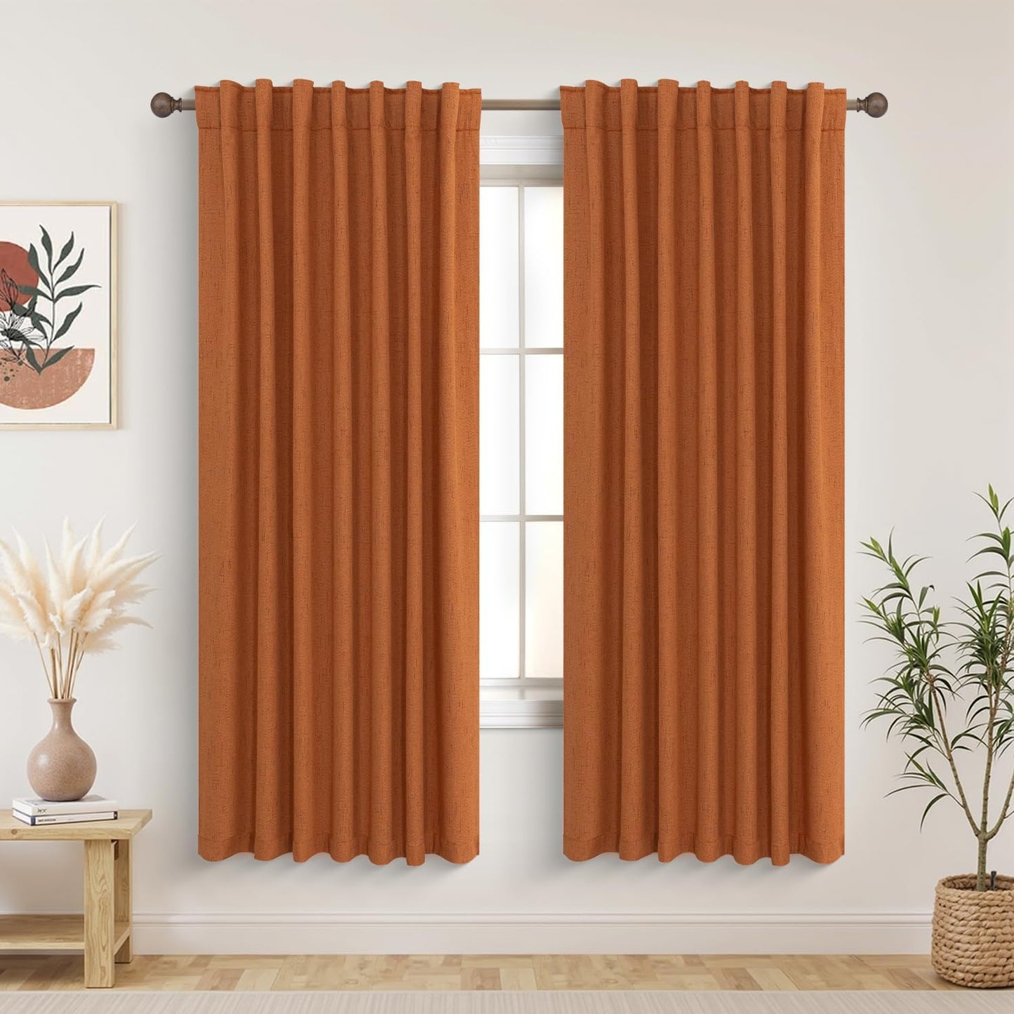 KOUFALL Burnt Orange Blackout Curtains - 63 Length