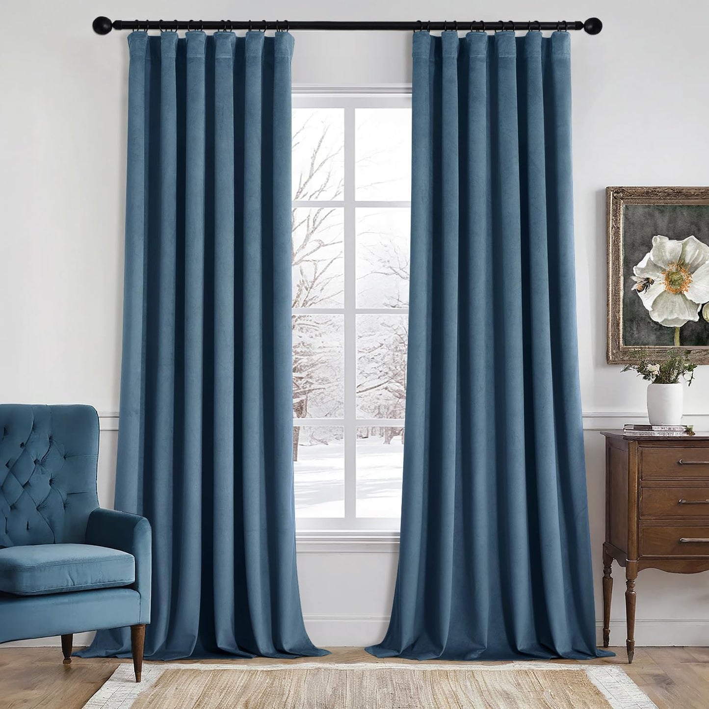 MIULEE Velvet Curtains 108 Inch Length for Elegant Living Room