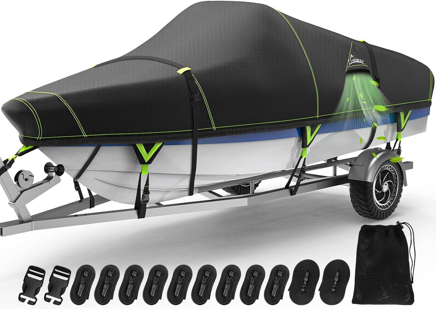 UIRWAY Upgraded Boat Covers for 22-24 ft V-Hull Boats