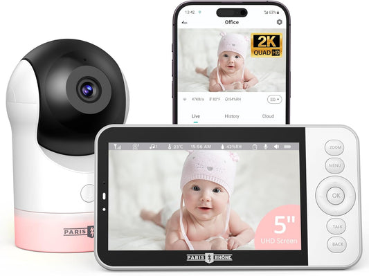 2K UHD Video Baby Monitor with Smart Detection and Night Light