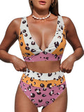 Women's Leopard V Neck High Waisted Bikini Set - Flattering Fit