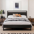 SHA CERLIN Full Size Bed Frame with Wooden Headboard and Metal Slats
