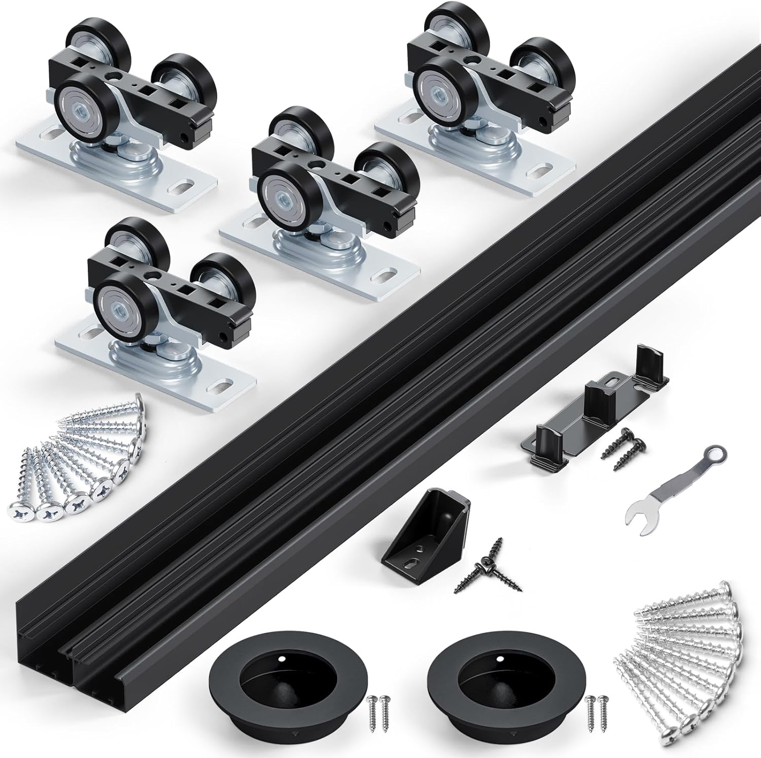 SMARTSTANDARD 60in Ceiling Mount Bypass Sliding Door Hardware Kit