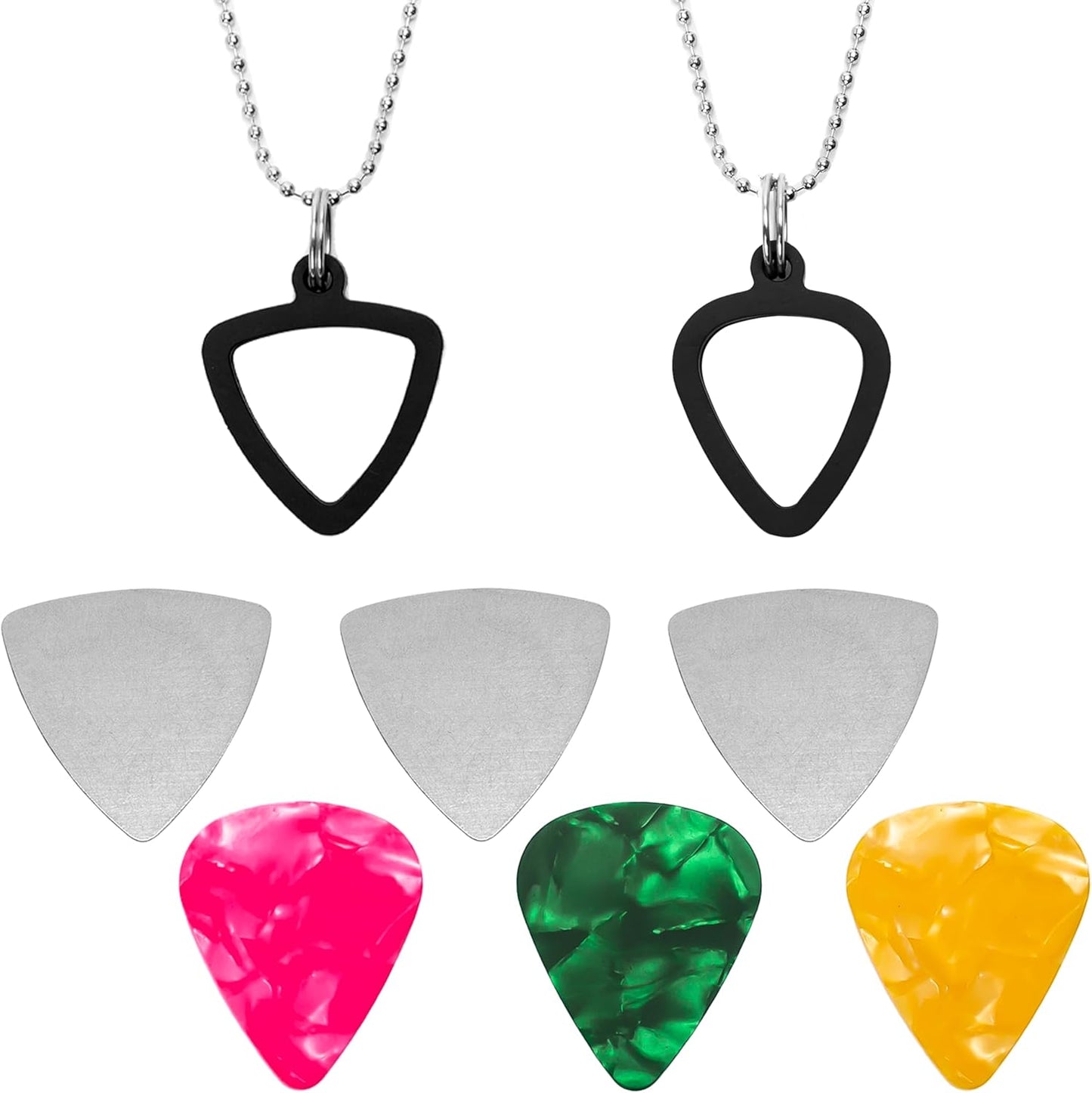 Colorful Guitar Pick Holder Necklace Set - Perfect for Players