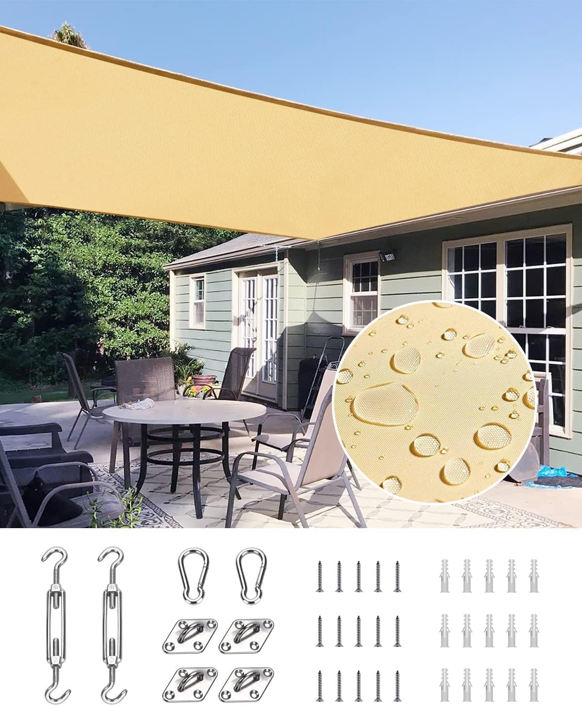 Quictent Waterproof Sun Shade Sail for Patios and Gardens