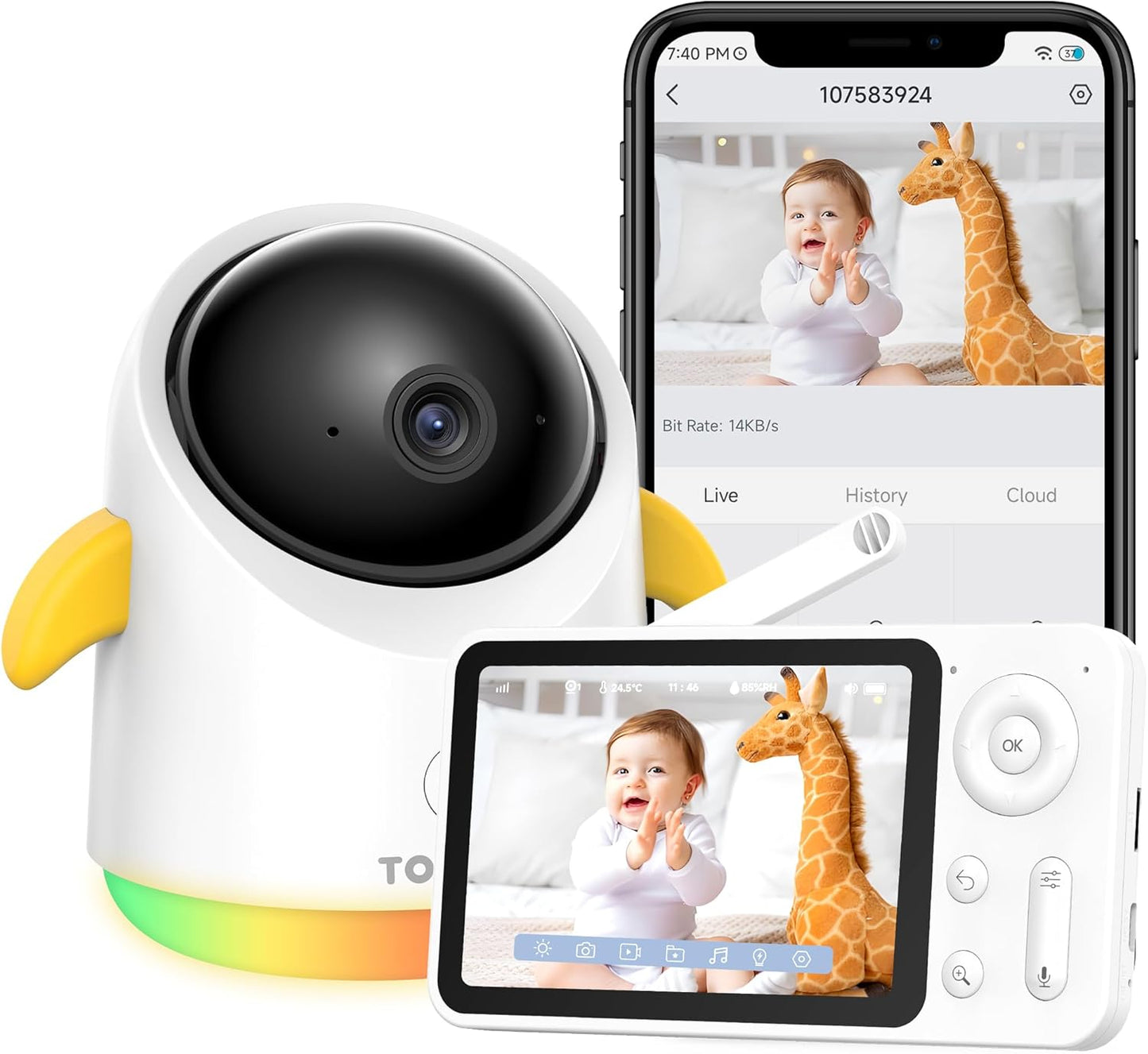 Smart Video Baby Monitor - WiFi Control NightVision