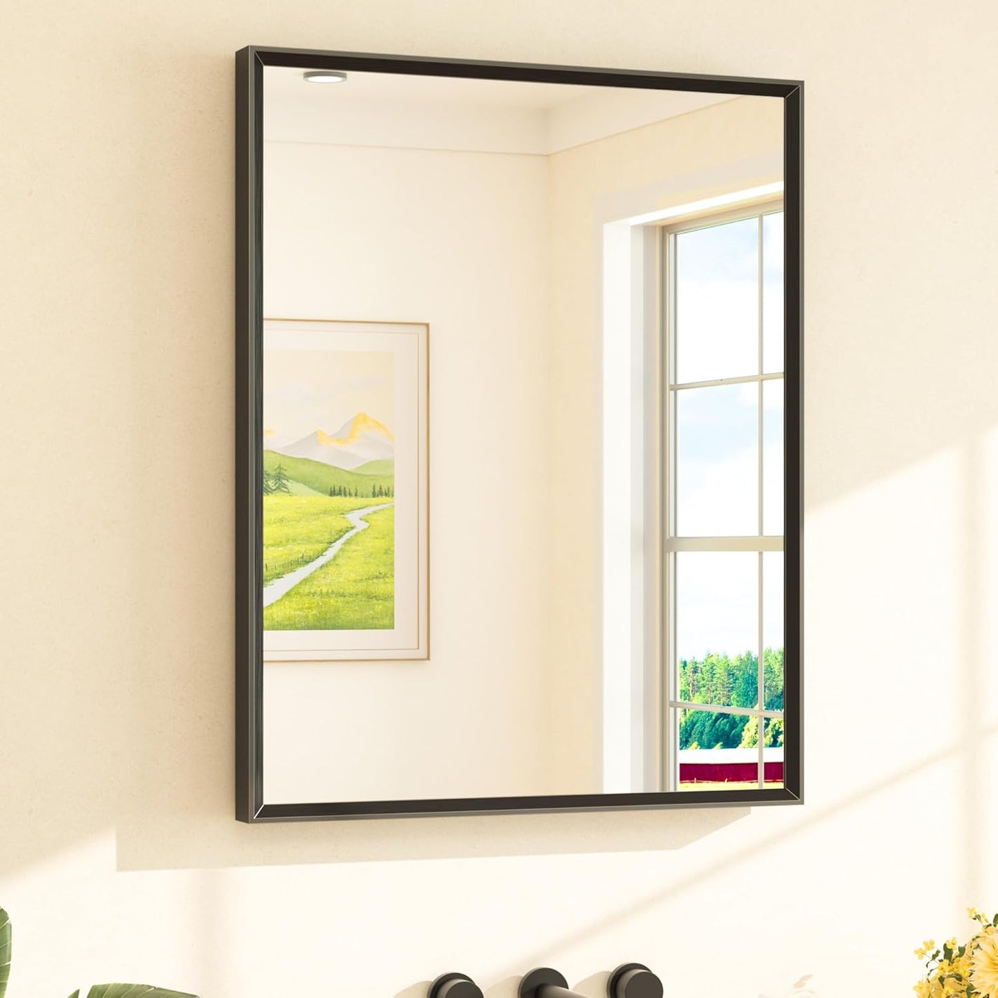 TETOTE Black Bathroom Mirror 24 x 30 in for Modern Elegance
