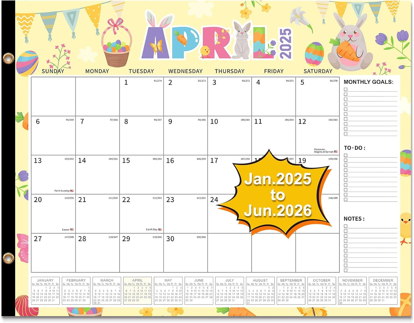 NEOACT 18-Month Large Desk Calendar: Organized Planning, 12 Holiday Themes