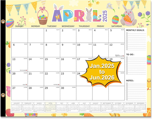 NEOACT 18-Month Large Desk Calendar: Organized Planning, 12 Holiday Themes