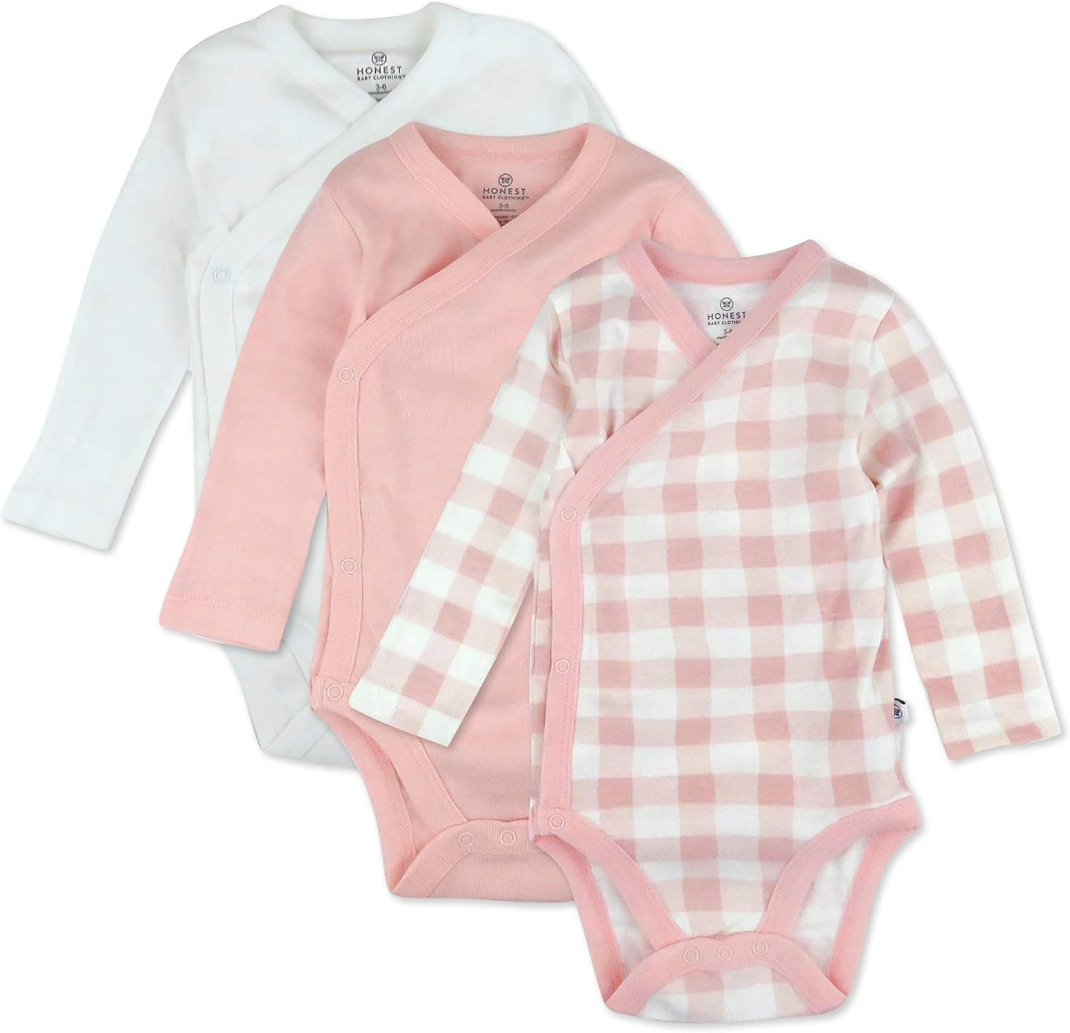 HonestBaby Unisex-Baby 3-Pack Long Sleeve Kimono Bodysuits