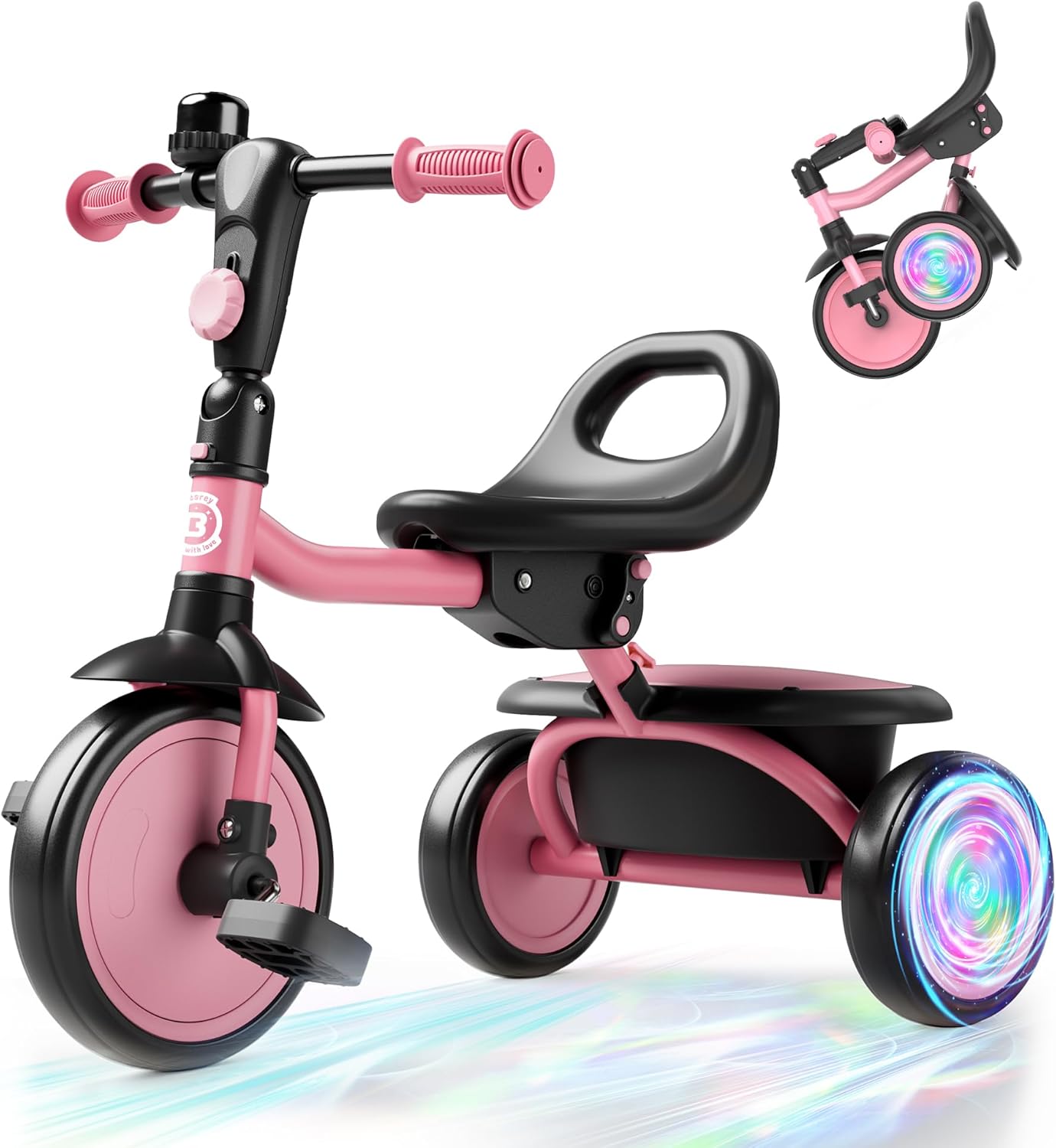 Colorful Lighting Toddler Tricycle for Ages 18 Months to 5 Years