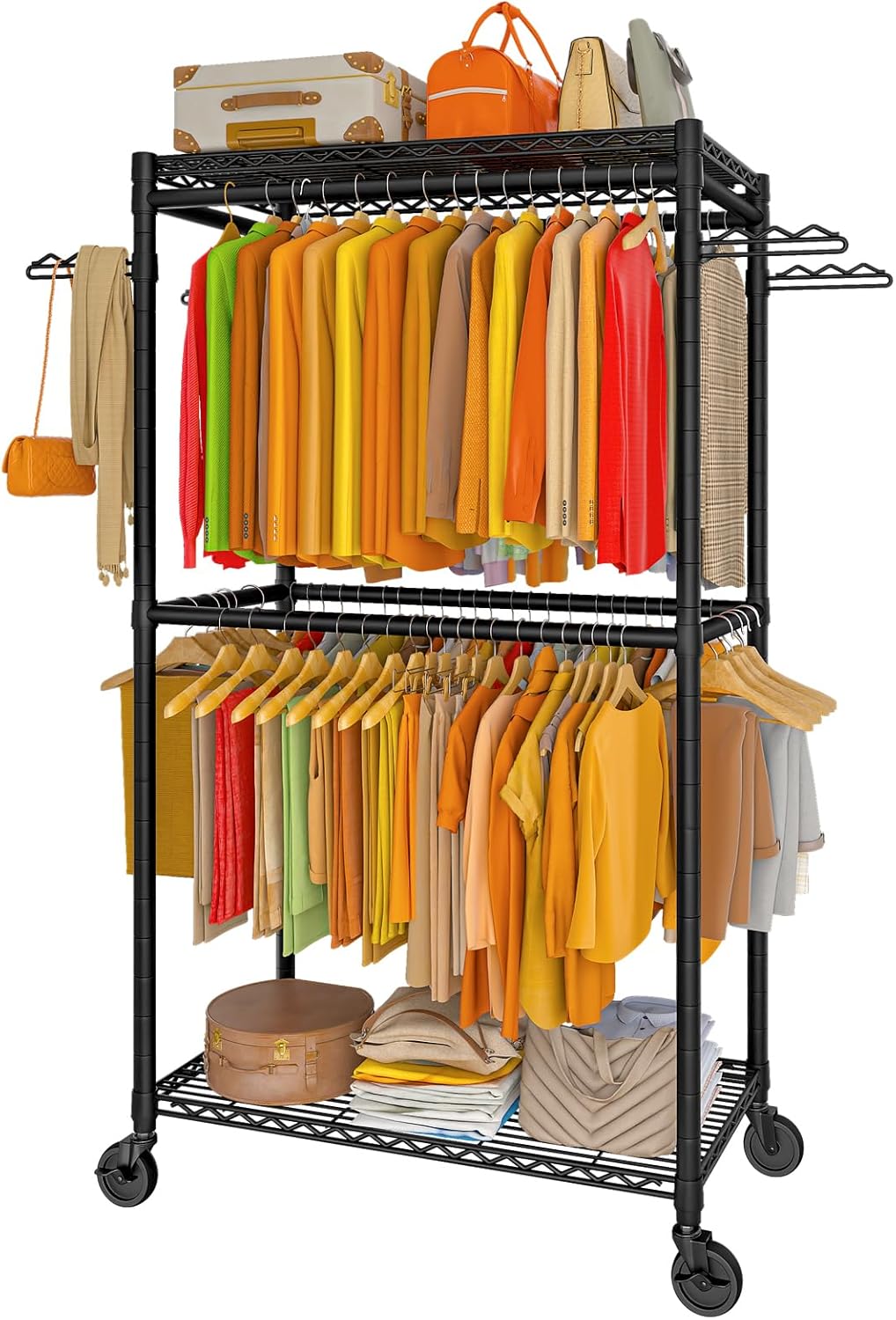Sturdy Heavy Duty Clothes Rack with Adjustable Shelves and Rods