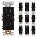 Matte Finish Decorator Receptacle 10-Pack - Child Safe, Black