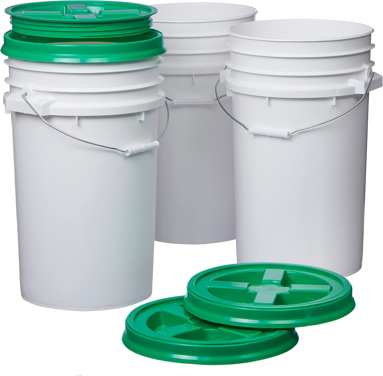 7 Gallon Food Grade Buckets with Green Gamma Seal Lids - BPA Free