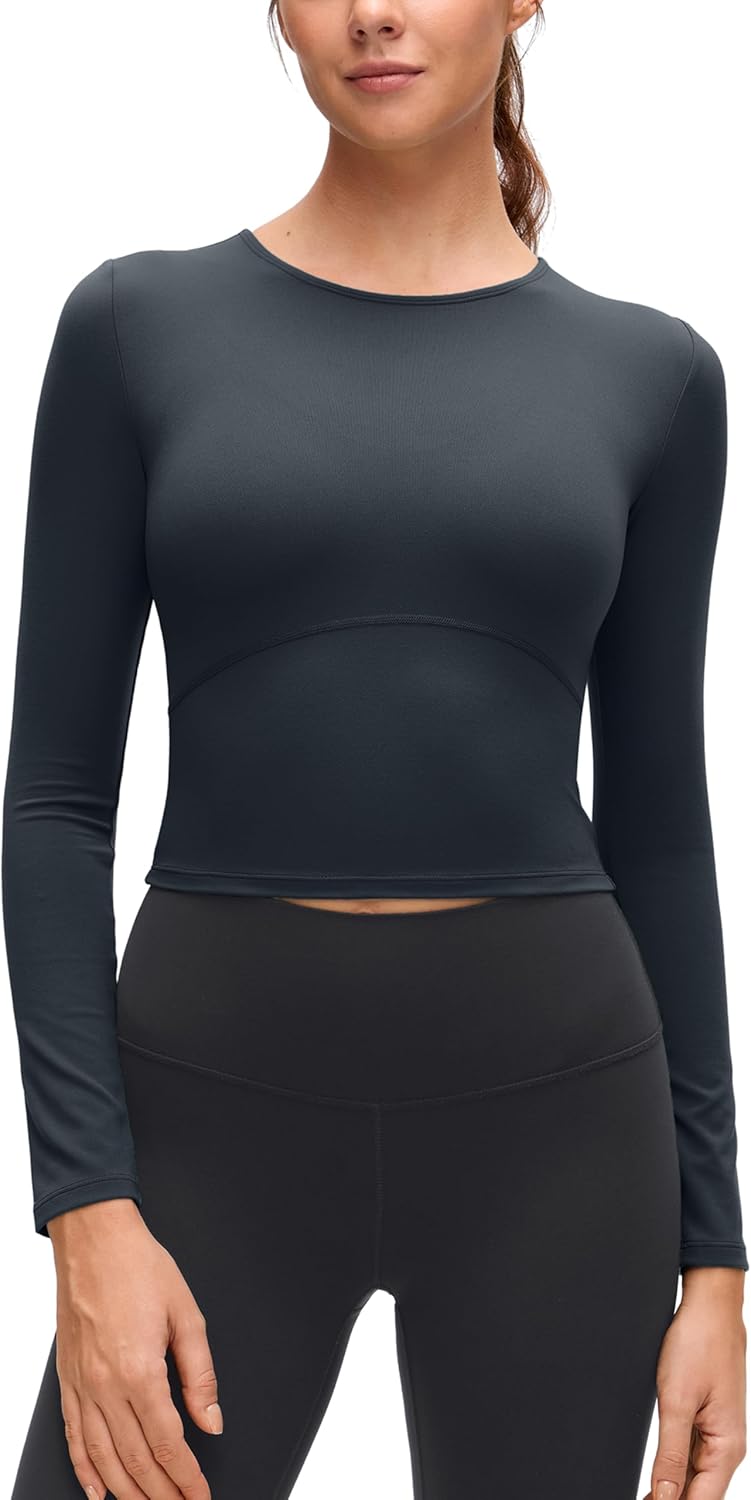 CRZ YOGA Butterluxe Scoop Neck Long Sleeve Shirts for Women