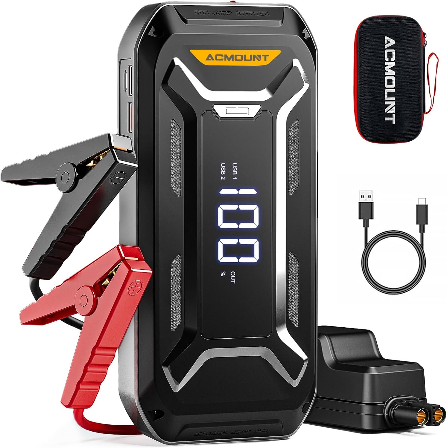 Portable Car Battery Jump Starter with 6000A Power and Features