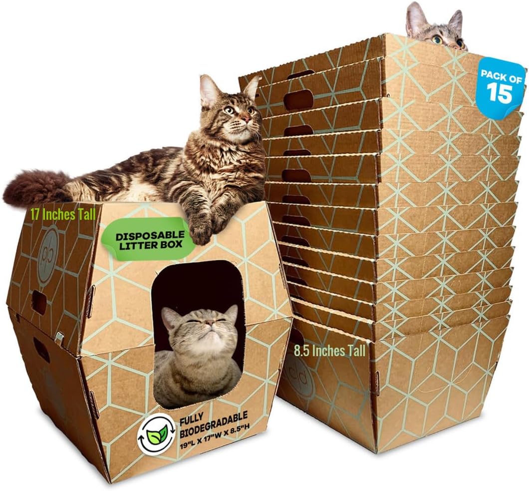 Largest Tallest Disposable Litter Box for Cats - 15 Trays