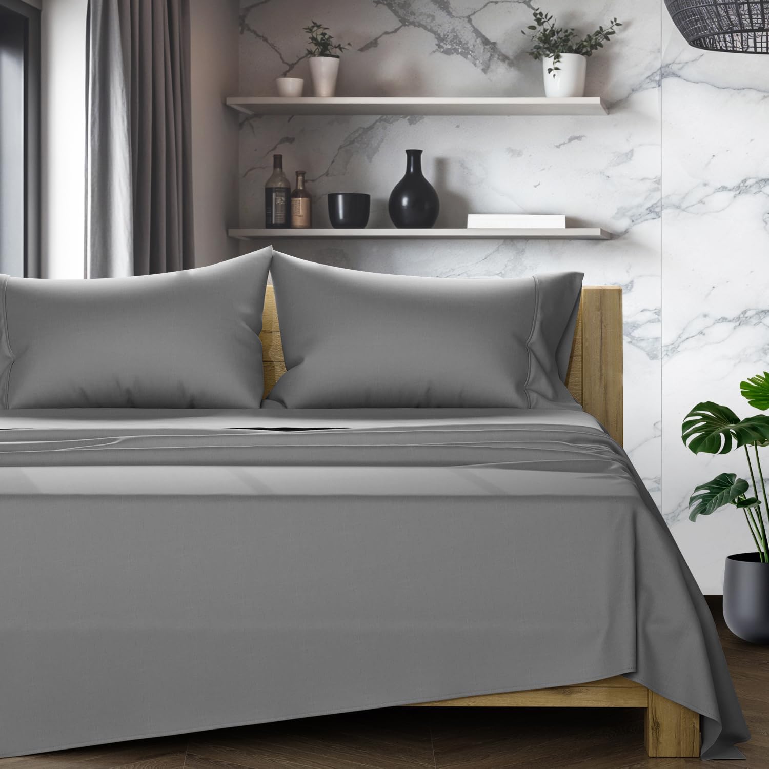 Luxurious 100% Egyptian Cotton Split King Sheets Set for Comfort