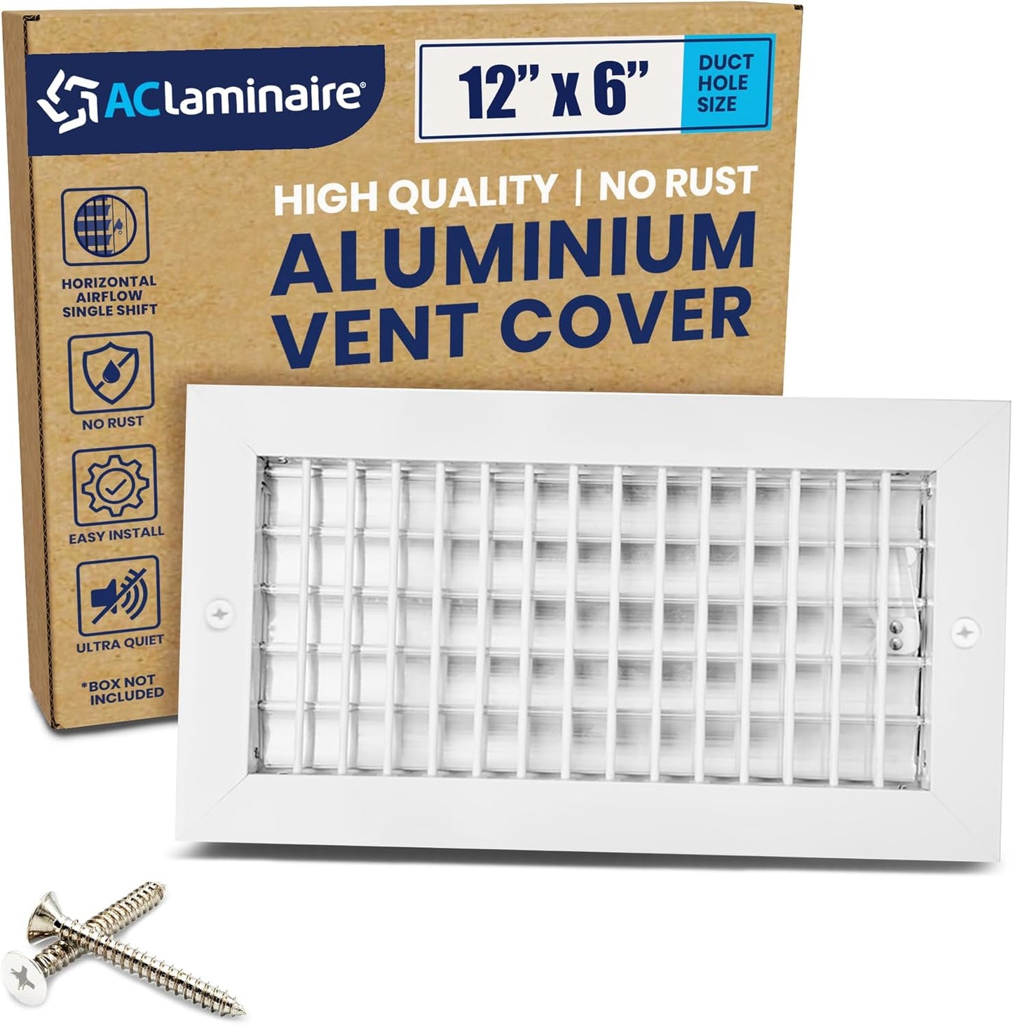 12in x 6in Adjustable Air Supply Register for HVAC Systems