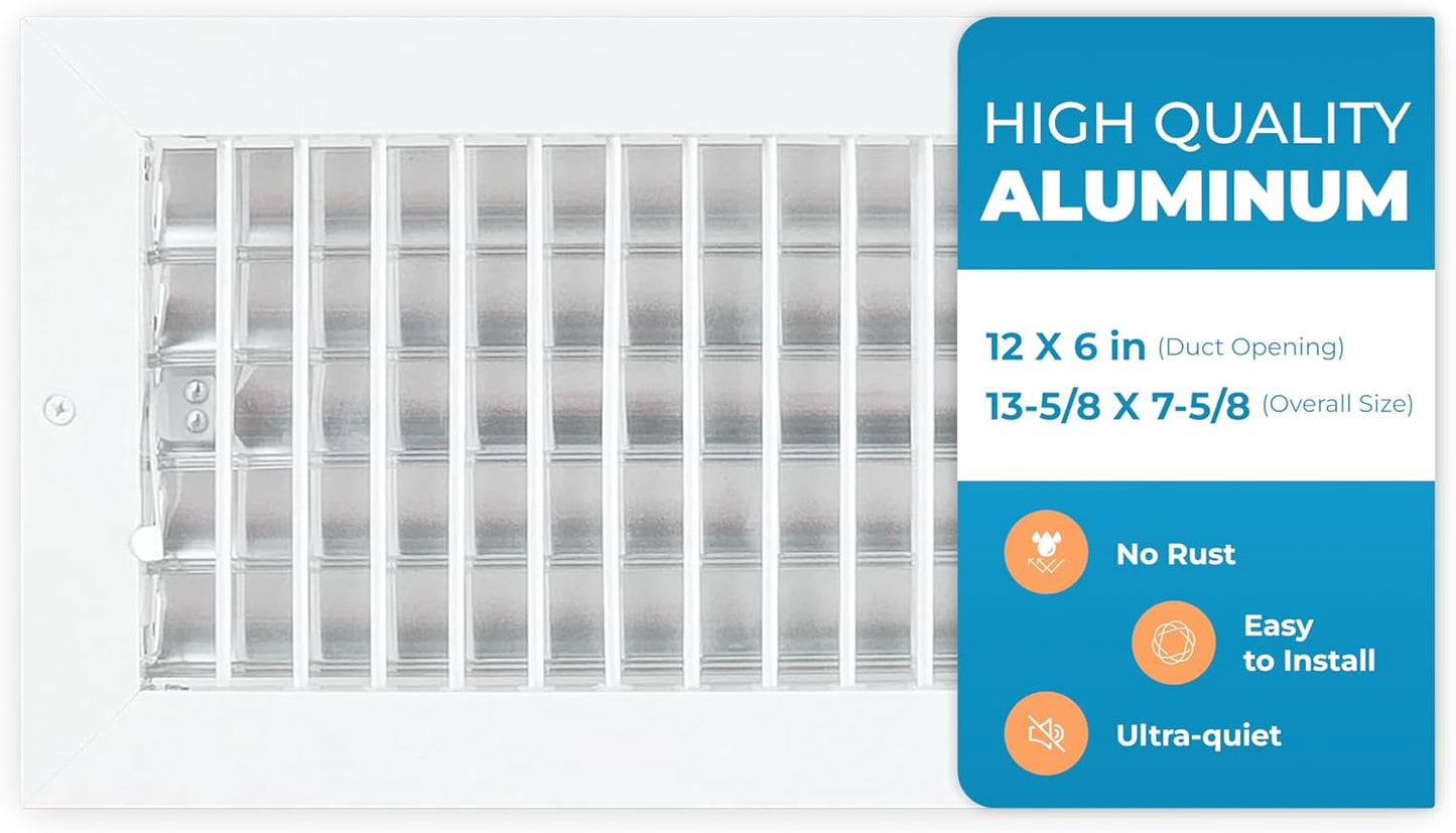 Aluminum 12 x 6 In Heater Vent Deflector for Home and Office