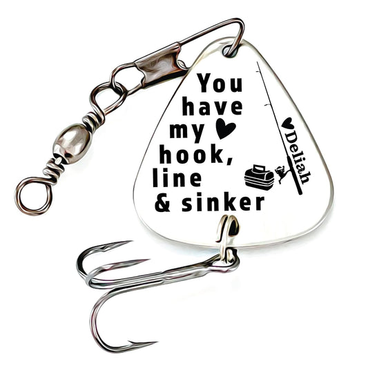 Personalized Fishing Lure for Him - Hook & Sinker Gift!