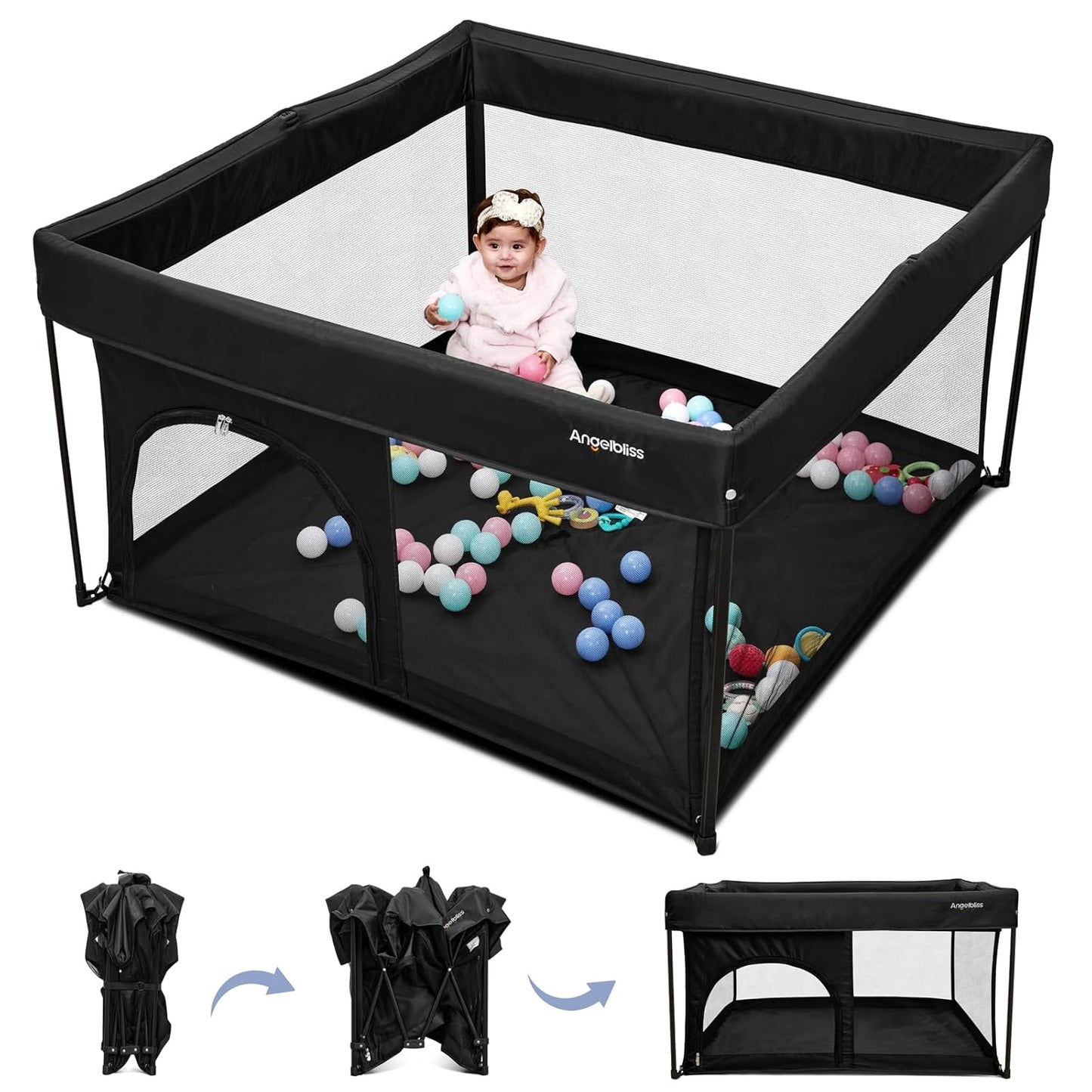ANGELBLISS 50x50 Foldable Baby Playpen for Safe Indoor Fun