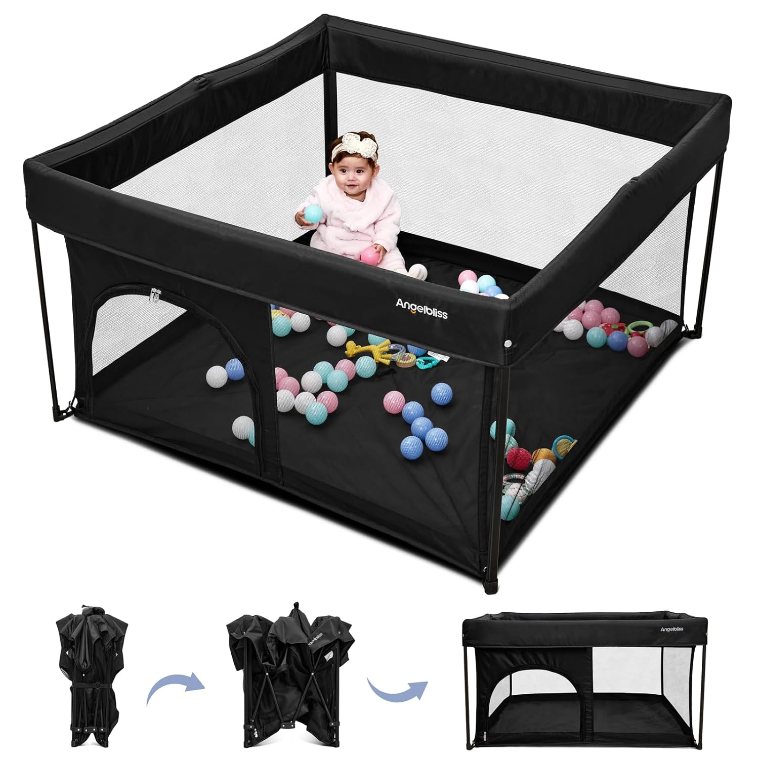 ANGELBLISS 50x50 Foldable Baby Playpen for Safe Indoor Fun