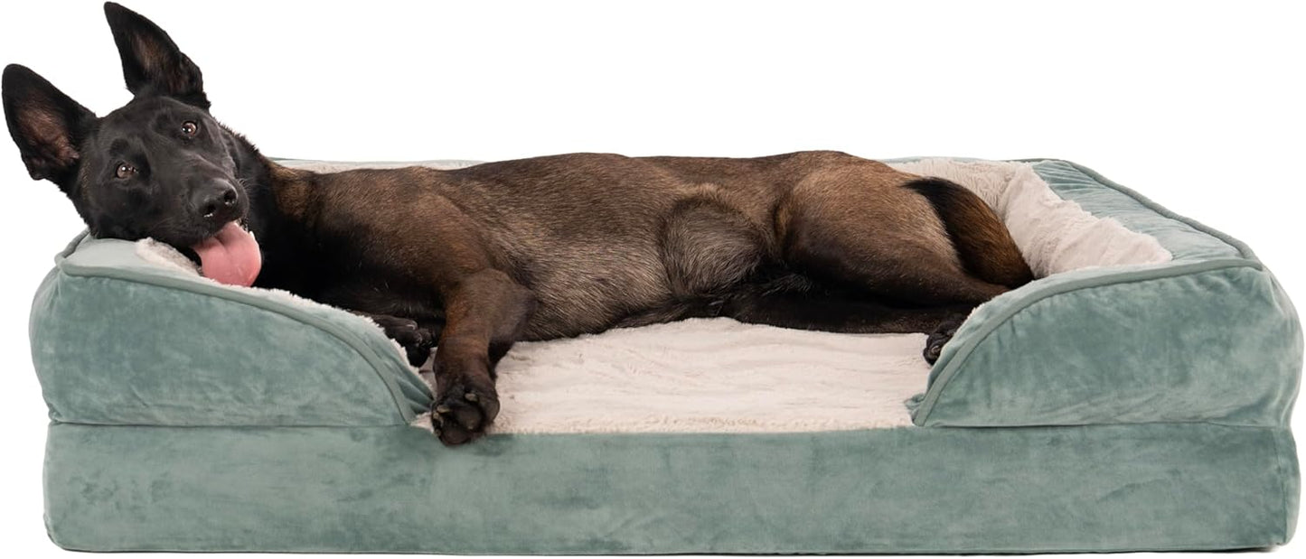 Furhaven Cooling Gel Dog Bed for Large Dogs with Bolsters