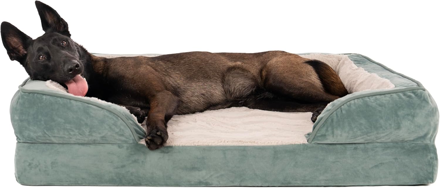 Furhaven Cooling Gel Dog Bed for Large Dogs with Bolsters