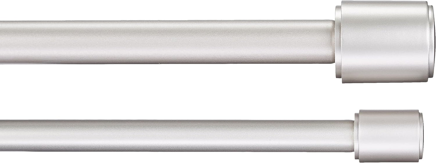 Adjustable 1 Inch Double Curtain Rods for Windows, Nickel Finish