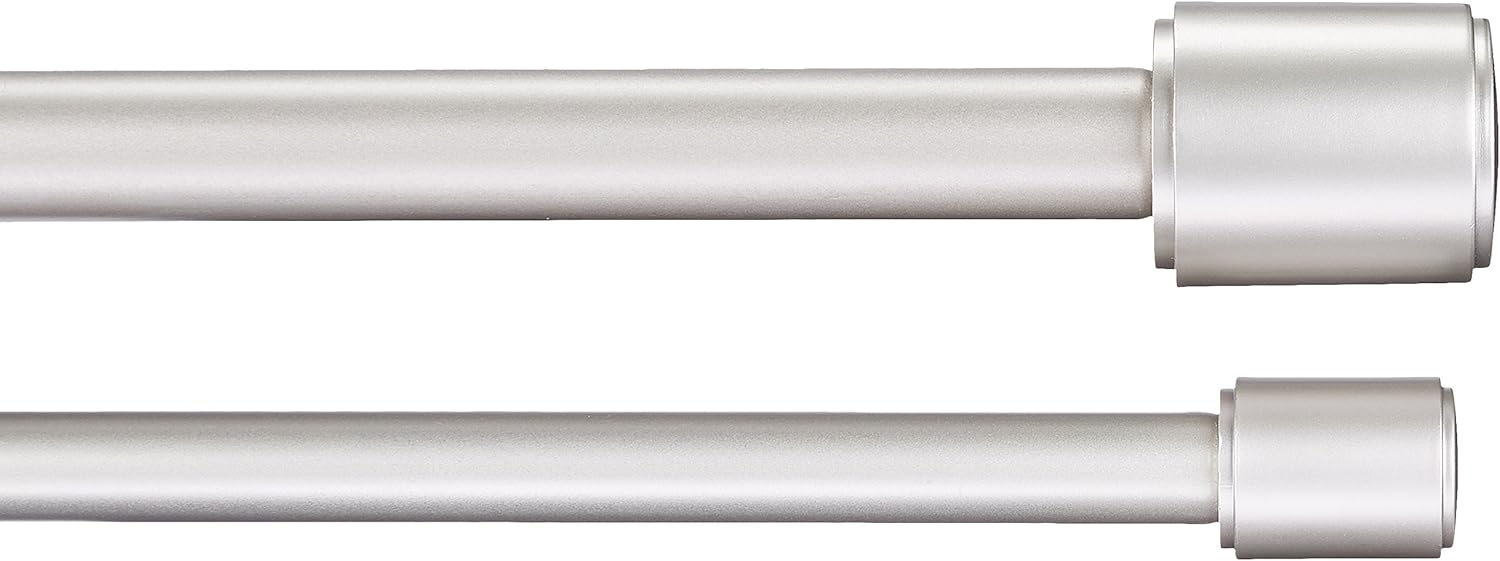 Adjustable 1 Inch Double Curtain Rods for Windows, Nickel Finish