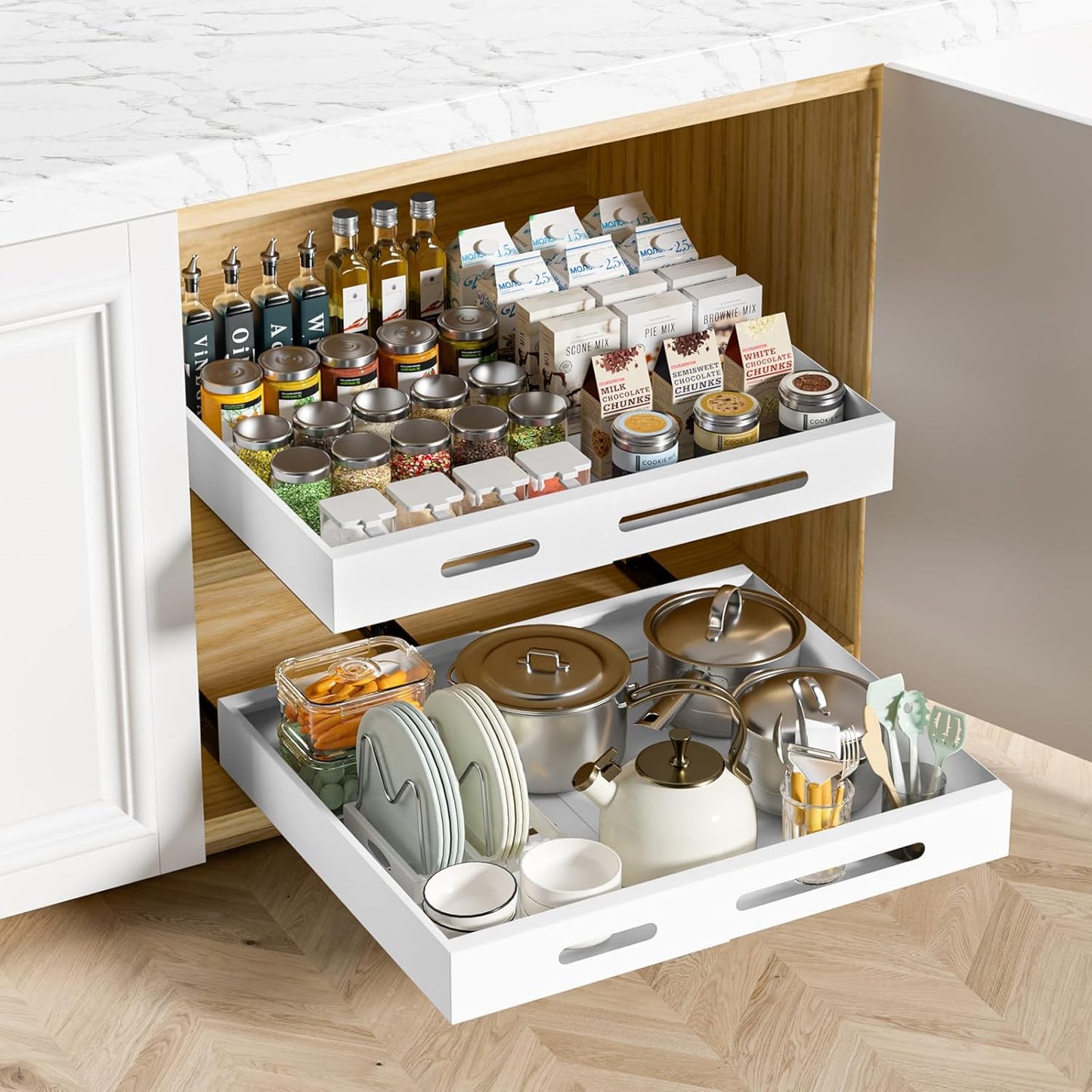 21in Deep Pull Out Cabinet Organizer for Easy Kitchen Access