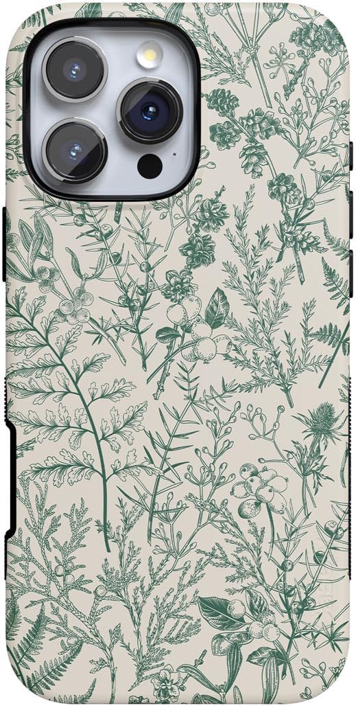 Casely iPhone 16 Pro Case - Sage Garden Green Floral Design