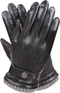 WARMEN Men's Warm Leather Driving Gloves - Cold Weather Ready