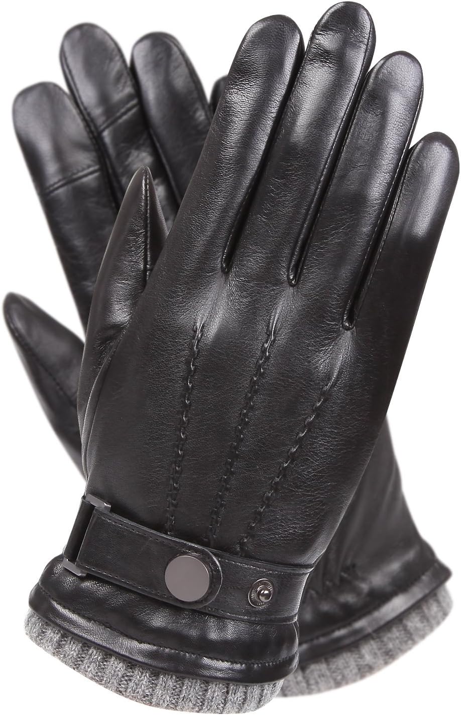 WARMEN Men's Warm Leather Driving Gloves - Cold Weather Ready