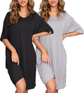 Women's Nightgowns 2-Pack V Neck Short Sleeve Sleepshirts