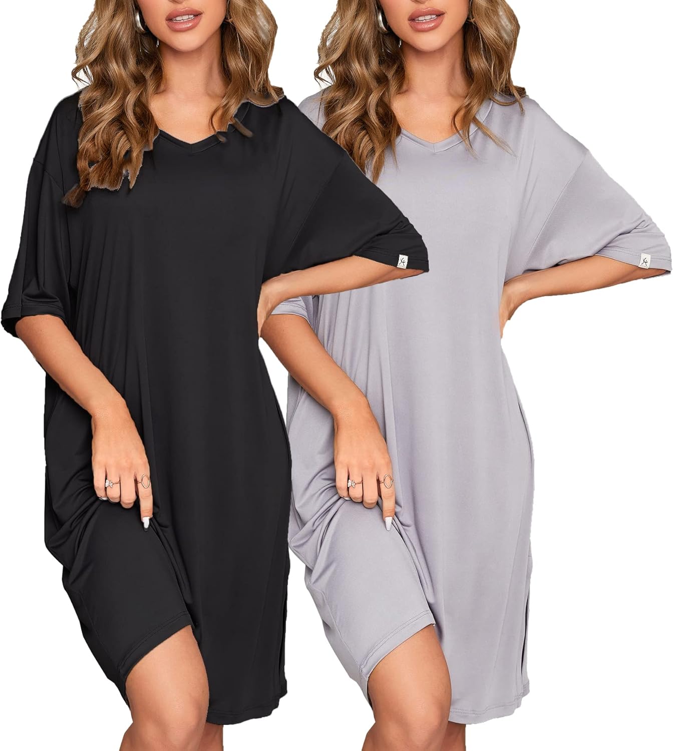 FENTENG 2-Pack Women's Nightgowns for Comfortable Sleepwear