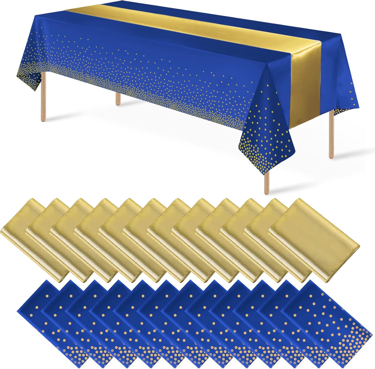 24Pack Disposable Plastic Tablecloths and Satin Table Runner Set