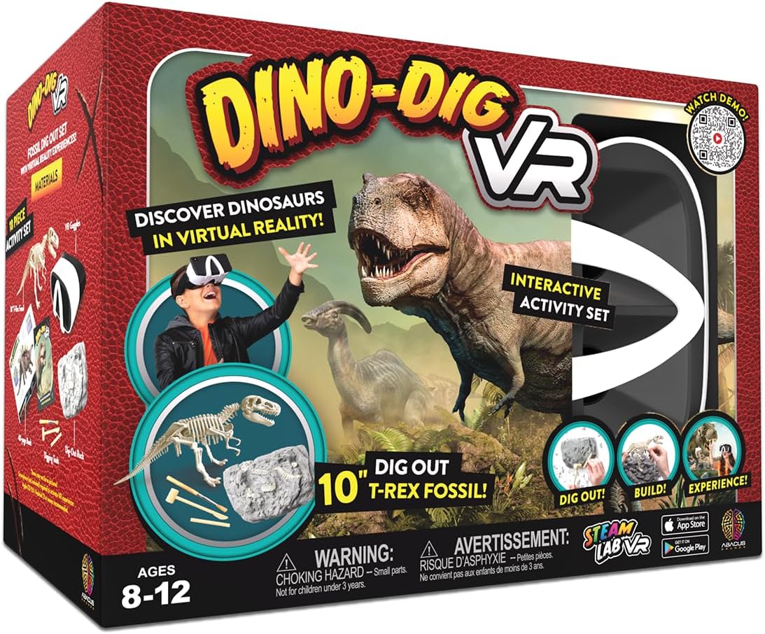 STEAM Dino Dig VR - Interactive Kids Science Kit for Ages 8