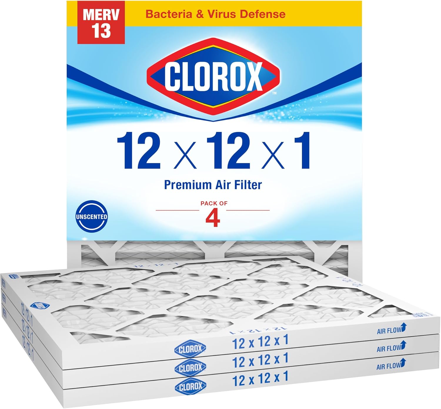 Clorox 12x12x1 Air Filter MERV 13 for Cleaner Indoor Air