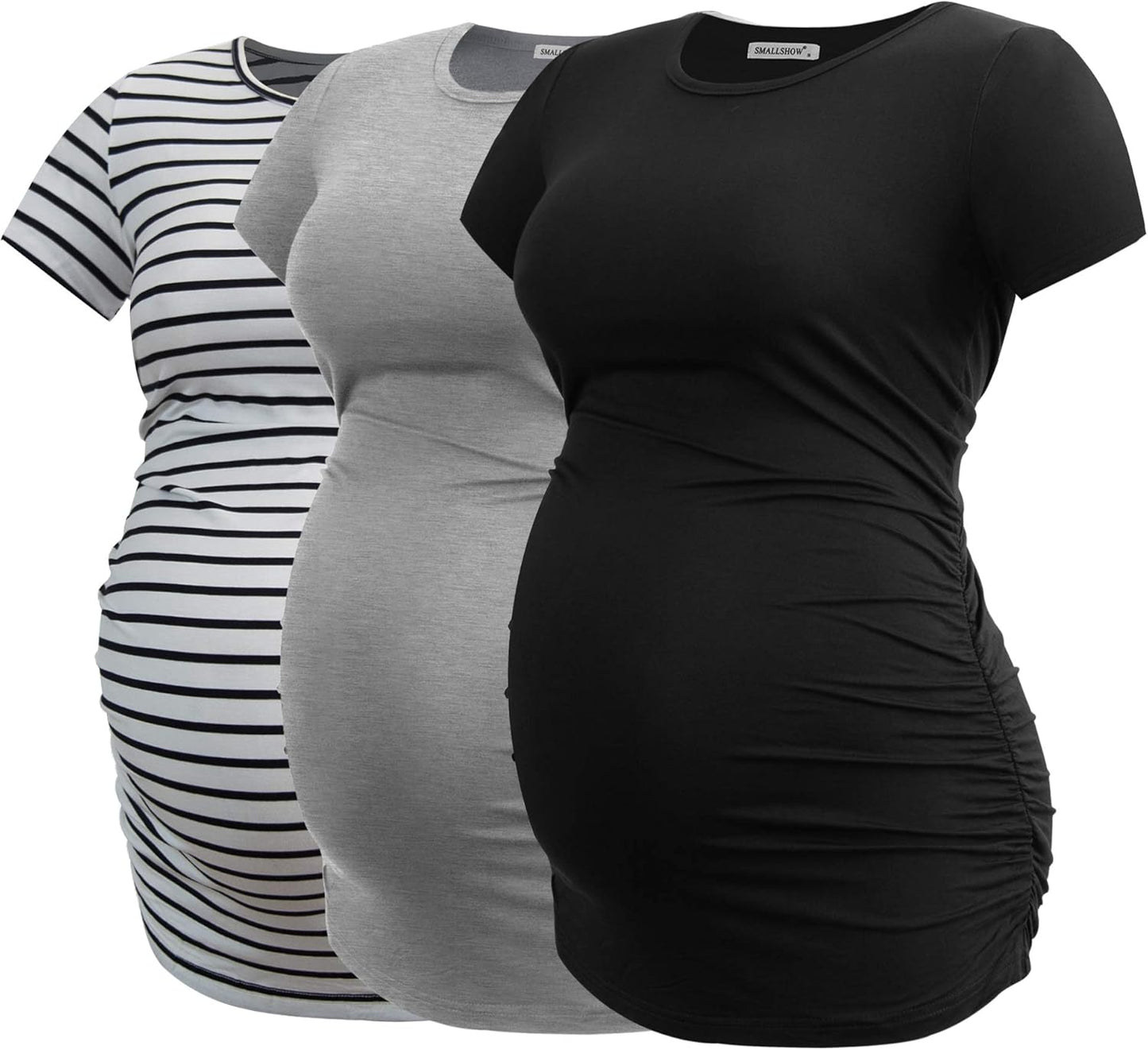 Smallshow Women's Maternity Tops Side Ruched Tunic T-Shirt